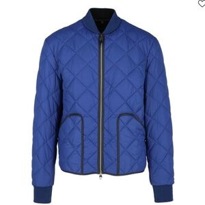 Dunhill London Lightweight Zip Front Quilted Bomber Jacket, Royal Blue, Size XXL